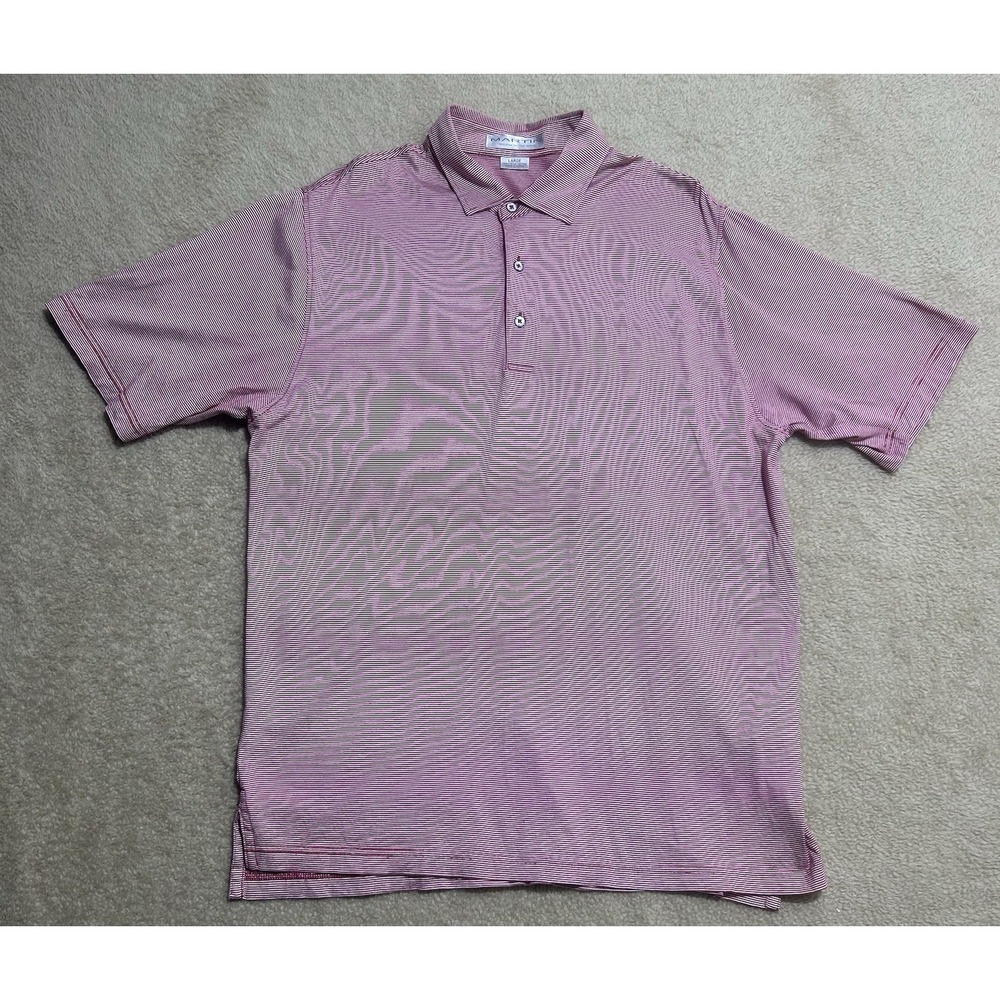 Martin Polo Shirt Mens Size Large Burgundy Strips‎ Short Sleeve 100% Pima Cotton